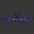 Mythical Flying Animal With Blue And Purple Spread Wings Shiny Feathers