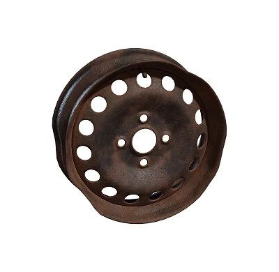 Modern rusty wheel hub wrought iron deformation wheel hub 3d model
