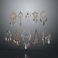 Varied Traditional Dreamcatchers With Different Designs Feather Bead And Web Ornaments