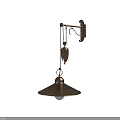 Vintage Bronze Pendant Light With Conical Shade And Metal Chain Hanging Hook Design