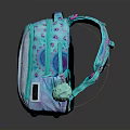 Turquoise Backpack With Peacock Pattern Glitter Details And Pom Pom Decoration For Daily Use