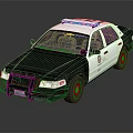 White And Gray Police Car With Roof Lights License Plate And Door Emblem