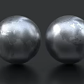 Decorative Ornament Set With Two Silver Globe Textured Spheres on Black Background 3d model