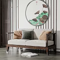 New Chinese-style double sofa 3d model