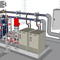 Industrial Process Equipment Setup With Pipes Valves Control Panels And Components