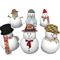 Cute Snowmen Characters With Different Hats And Colorful Scarves For Winter