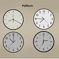 Poliform Modern Wall Clocks With Four Different Designs White Dials And Black Frames 3d model