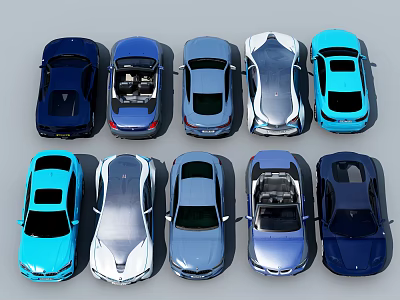 Collection of Various Colored Cars with Different Models and Styles 3d model