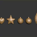 Golden Decorative Ornaments For Home Furniture With Heart Star And Striped Shapes