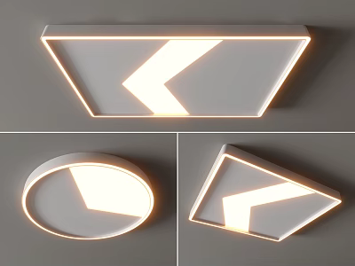 Modern Stylish Ceiling Lights With Arrow Shaped Design In Rectangular Round Triangular Shapes 3d model