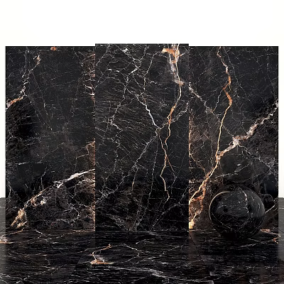 Black Marble Decorative Component With Gold And White Veins For Interior Design 3d model