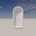 White Wall Mounted Sculpture Carving With Arched Top Radiant Pattern And Braided Decoration