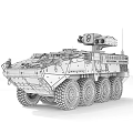 Armored Green Camouflage Wheeled Tank with Top Mounted Weapon System and Eight Wheels