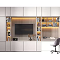 Modern TV Wall Unit Design With Cabinets Open Shelves And Decorative Items