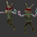 Dynamic Rabbit Like Creatures Wearing Red Goggles And Badge Outfits Dancing Together