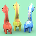Cute Colorful Dinosaur Toy Figures In Blue Yellow Red On Light Green Background