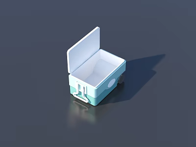 Light Blue Storage Bin With Open Lid For Home Organization And Practical Household Use 3d model
