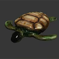 Vibrant Handcrafted Glass Turtle Sculpture With Orange Shell And Green Flippers