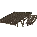 Wooden Road Facilities With Planks For Pathway Construction And Durable Structure 3d model