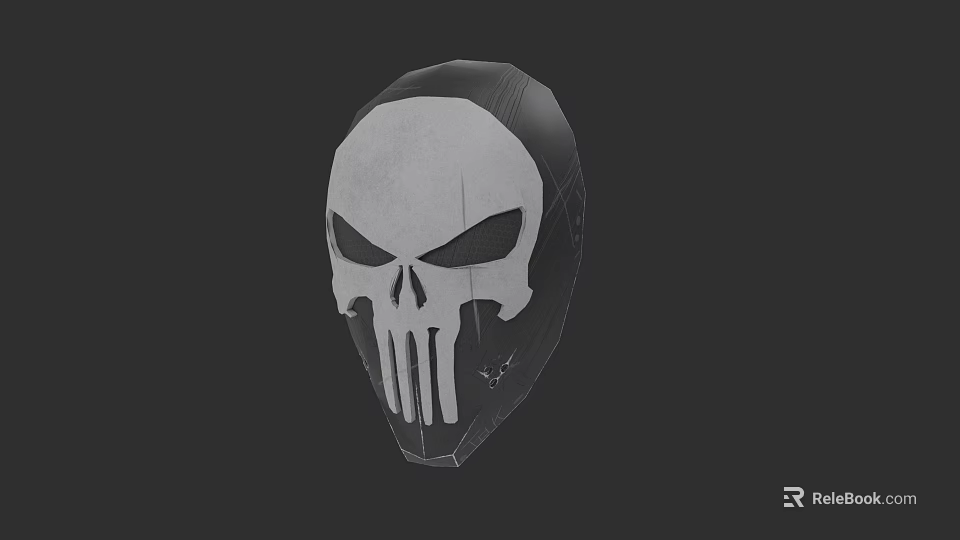 Game Movie Character Skull Mask With White Skeleton Design And Black Background 3d model 