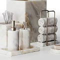 Elegant Bathroom Essentials with Marble Mirror Tissue Box Soap Dispenser Towel Rack and Towels