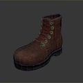 Classic Brown Leather Work Boots With Lace Up Design And Sturdy Sole 3d model