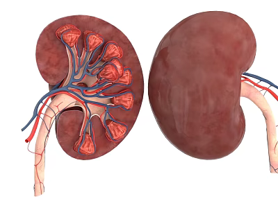 Human Abdominal Organ Kidneys Internal and External Anatomical Structure View 3d model