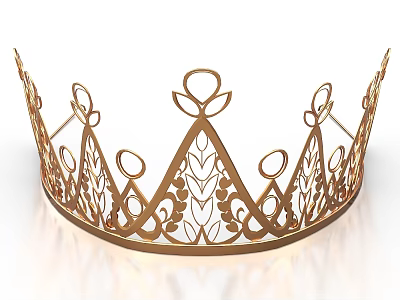 Ornate Golden Metal Crown With Detailed Intricate Filigree Design Patterns 3d model