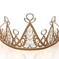Ornate Golden Metal Crown With Detailed Intricate Filigree Design Patterns