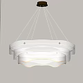 Elegant Modern Layered Wavy Chandelier with White Acrylic Design and Soft Lighting