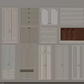Cabinet Door And Drawer Components With Various Designs And Neutral Color Tones