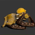 Small Yellow Bulldozer Functional Vehicle With Rusty Tracks And Bucket