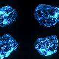 Blue Glowing Stone With Natural Texture Displayed Against Black Background