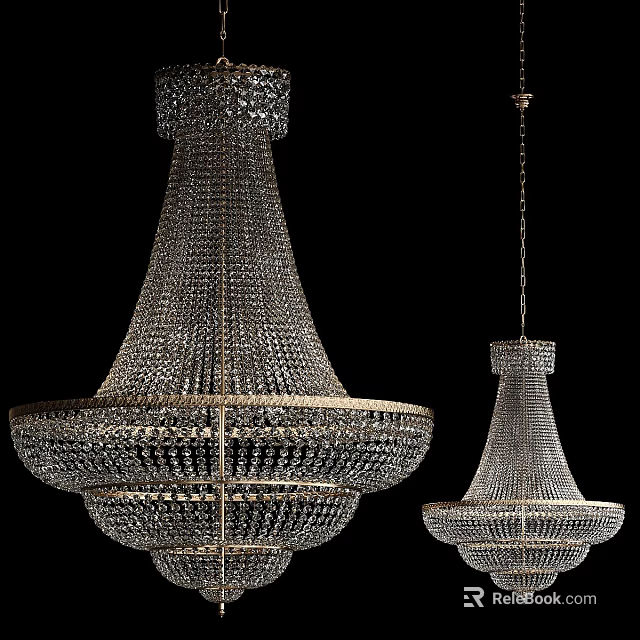 Luxury Crystal Chandelier With Sparkling Glass Design And Hanging Decorative Elements 3d model 