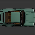 Retro Teal Sports Car With Brown Interior Lilla Logo And Rear Spoiler