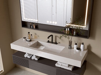 Modern Bathroom Cabinet Bathroom Counter Basin Bathroom Decoration Mirror Cabinet Sink 3d model