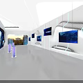 Futuristic Interior Space With Floating Colorful Sphere And Circular Design Elements 3d model
