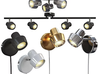 Modern Downlights And Spotlights With Track Design Various Styles And Colors 3d model