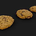 Freshly Baked Chocolate Chip Cookies With Chunks On Black Background