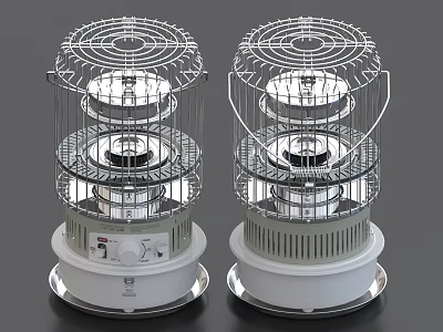 Two Modern Electric Heaters With Metal Grilles And Control Panels 3d model