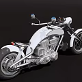 Custom Vintage White Motorcycle With Chrome Details Exposed Engine And Classic Wheels