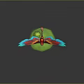 Game and Movie Mythical Bird Character with Colorful Feathers Vibrant Wings on Green Platform