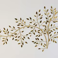 Creative Wall Decor Designs With Geometric Lines Leaf Branches Mountain Moon And Golden Dots 3d model