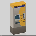Commercial Ticket Vending Machine with Yellow Gray Design and Touch Screen Interface 3d model
