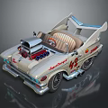 Vintage Mia's Charger Convertible Car With Exposed Engine Cream Body And 49 Number