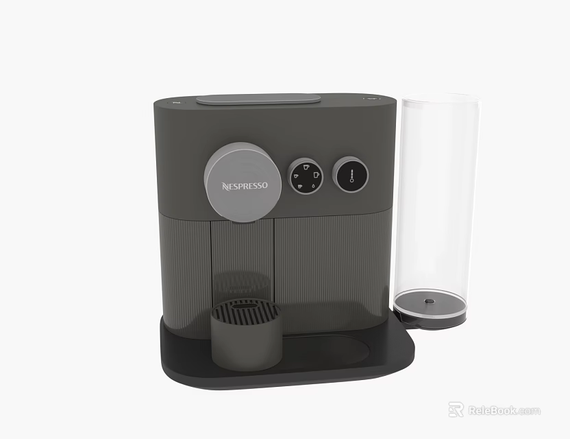 Novisense Gray Coffee Machine With Control Panel And Transparent Water Tank As Modern Kitchen Appliance 3d model 