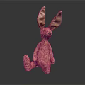 Brown Fluffy Stuffed Rabbit Toy With Long Ears Sitting On Dark Background