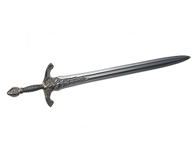 Medieval Decorative Sword With Ornate Hilt And Detailed Engraved Metal Blade 3d model