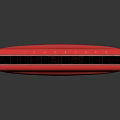 Red Hohner Harmonica With Smooth Metallic Surface And Multiple Reflective Holes
