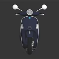 Stylish Classic Blue Scooter with Tan Leather Seat Chrome Rearview Mirrors and Silver Wheels